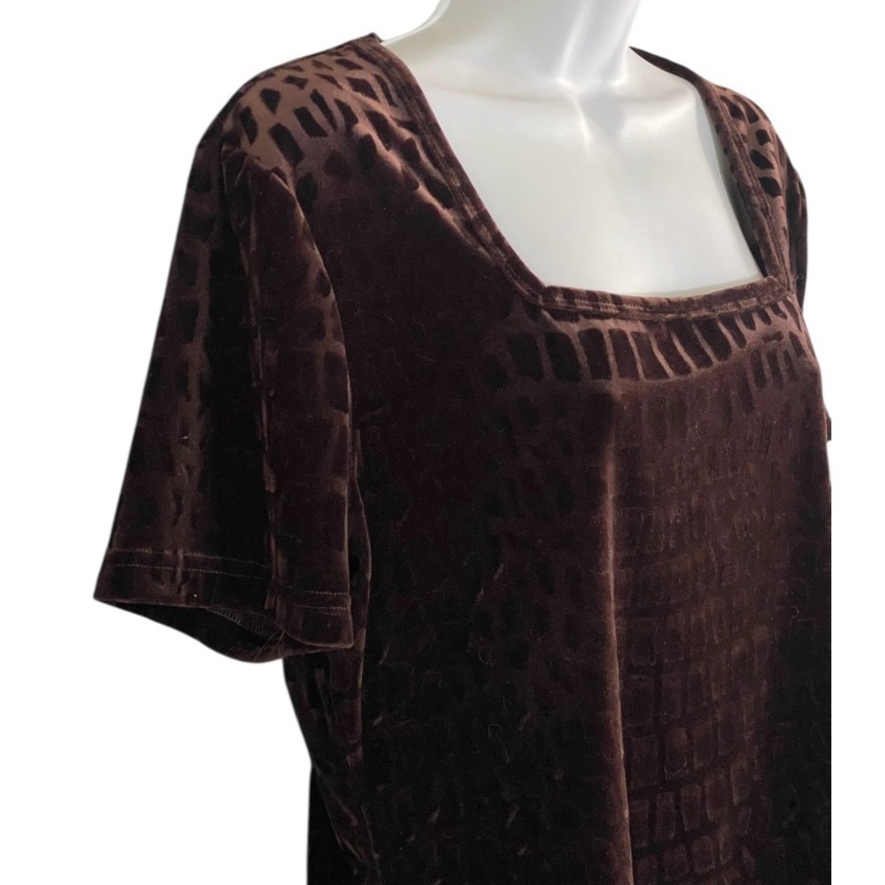 Vintage French Laundry Velvet Top Square Neck Chocolate Brown XL 90’s Retro Glam - Picture 3 of 8